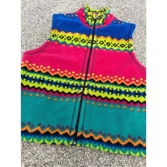 vintage susan bristol zipper up fleece vest colorful retro aztec print womens XS - Picture 3 of 9